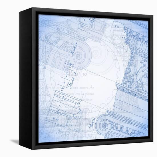 Blueprint, Hand Draw Sketch Ionic Architectural Order--Vladimir--Framed Stretched Canvas