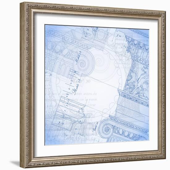 Blueprint, Hand Draw Sketch Ionic Architectural Order--Vladimir--Framed Art Print