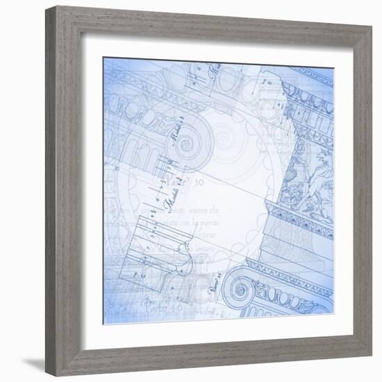 Blueprint, Hand Draw Sketch Ionic Architectural Order--Vladimir--Framed Art Print