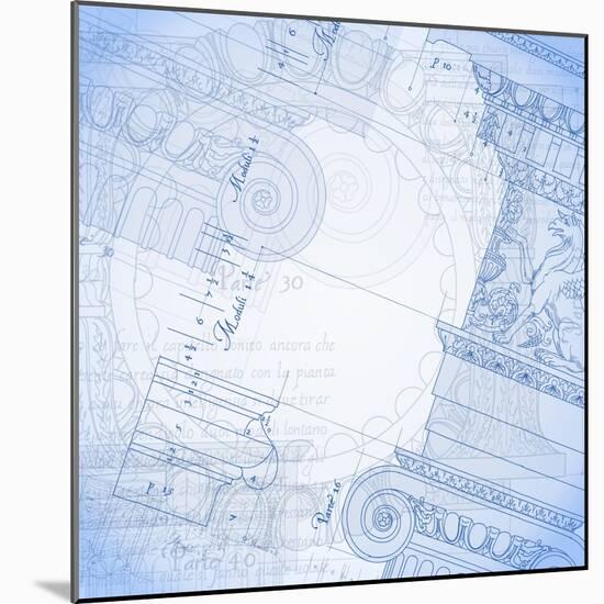 Blueprint, Hand Draw Sketch Ionic Architectural Order--Vladimir--Mounted Art Print