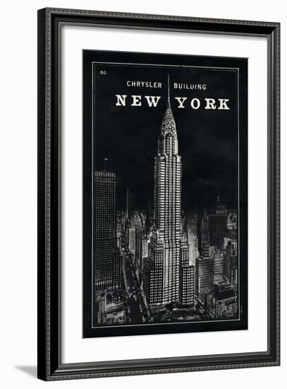 Blueprint Map New York Chrysler Building Black-Sue Schlabach-Framed Art Print