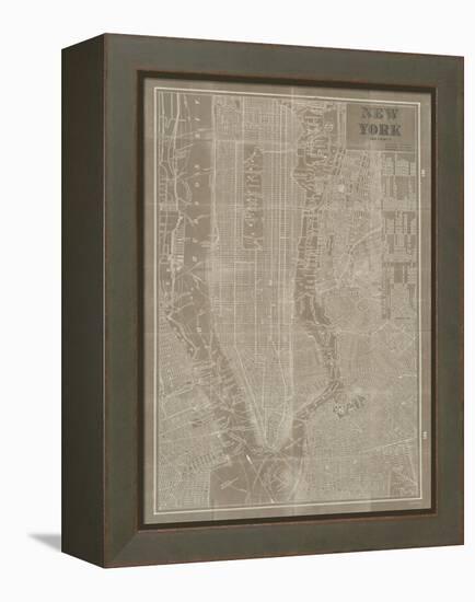 Blueprint Map New York Taupe-Sue Schlabach-Framed Stretched Canvas