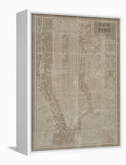 Blueprint Map New York Taupe-Sue Schlabach-Framed Stretched Canvas