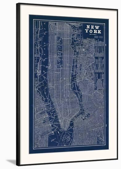 Blueprint Map New York-Sue Schlabach-Framed Art Print