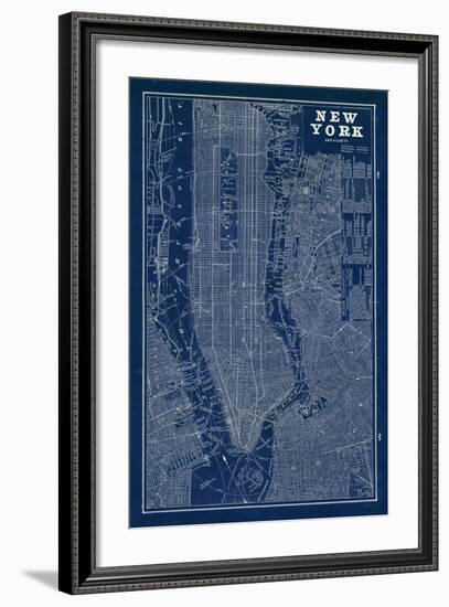 Blueprint Map New York-Sue Schlabach-Framed Premium Giclee Print