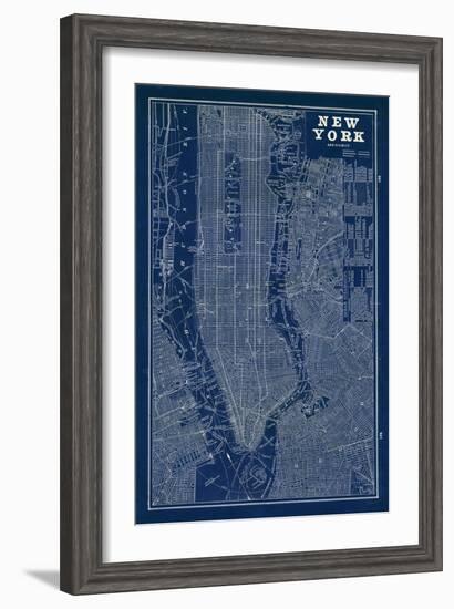 Blueprint Map New York-Sue Schlabach-Framed Premium Giclee Print