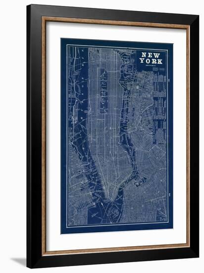 Blueprint Map New York-Sue Schlabach-Framed Premium Giclee Print