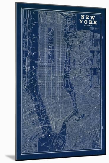 Blueprint Map New York-Sue Schlabach-Mounted Premium Giclee Print
