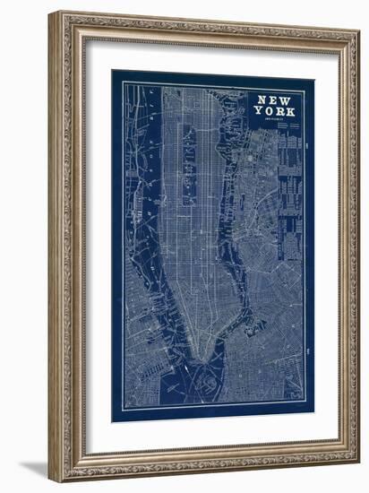 Blueprint Map New York-Sue Schlabach-Framed Art Print