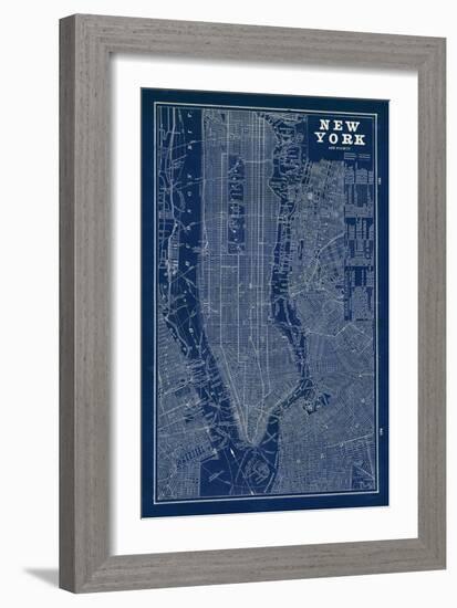 Blueprint Map New York-Sue Schlabach-Framed Art Print