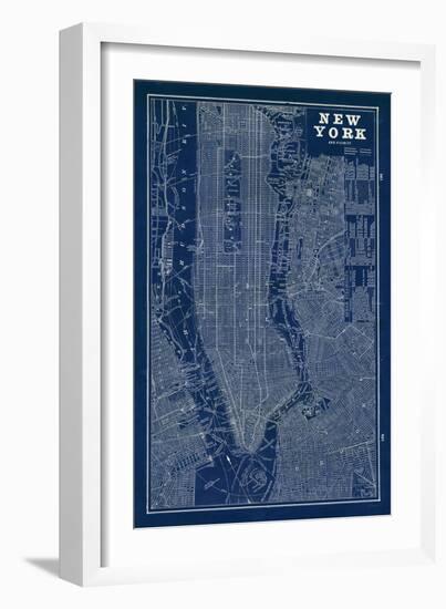 Blueprint Map New York-Sue Schlabach-Framed Art Print