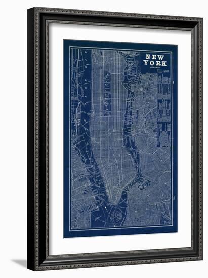 Blueprint Map New York-Sue Schlabach-Framed Art Print