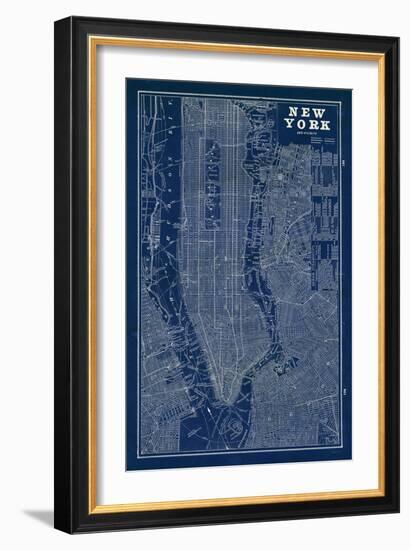 Blueprint Map New York-Sue Schlabach-Framed Art Print