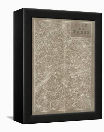 Blueprint Map Paris Taupe-Sue Schlabach-Framed Stretched Canvas