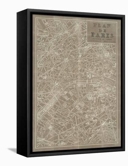 Blueprint Map Paris Taupe-Sue Schlabach-Framed Stretched Canvas