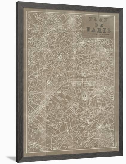 Blueprint Map Paris Taupe-Sue Schlabach-Framed Premium Giclee Print