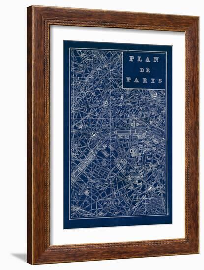 Blueprint Map Paris-Sue Schlabach-Framed Art Print