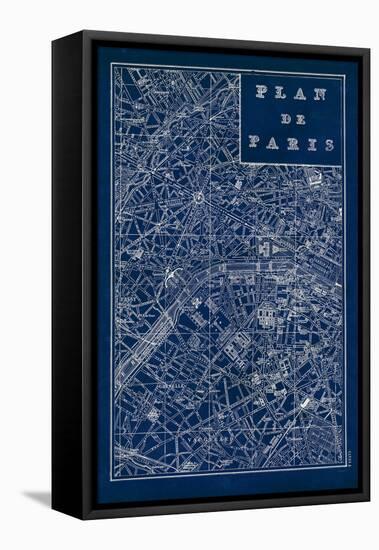 Blueprint Map Paris-Sue Schlabach-Framed Stretched Canvas