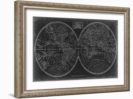 Blueprint of the World in Hemispheres-Vision Studio-Framed Art Print