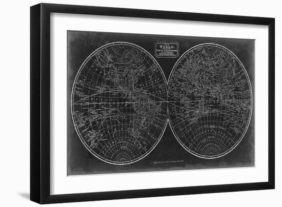 Blueprint of the World in Hemispheres-Vision Studio-Framed Art Print