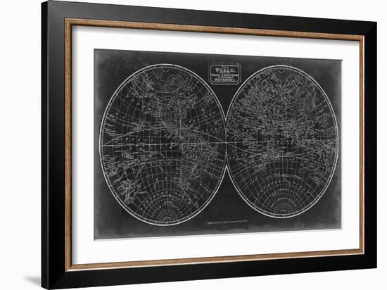 Blueprint of the World in Hemispheres-Vision Studio-Framed Art Print