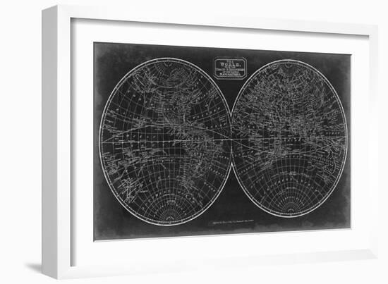 Blueprint of the World in Hemispheres-Vision Studio-Framed Art Print