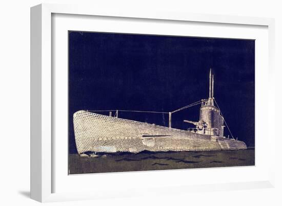 Blueprint Submarine II-PI Studio-Framed Art Print