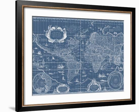 Blueprint World Map-Willem Blaeu-Framed Art Print