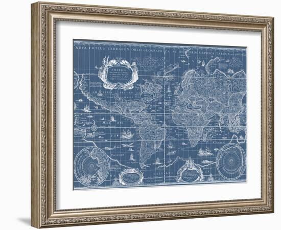Blueprint World Map-Willem Blaeu-Framed Art Print