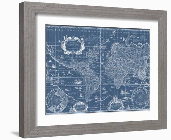 Blueprint World Map-Willem Blaeu-Framed Art Print