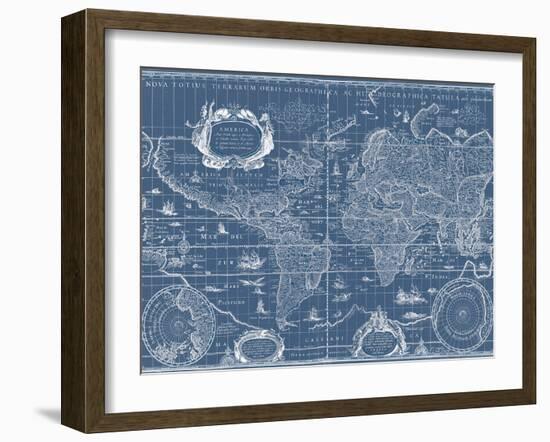 Blueprint World Map-Willem Blaeu-Framed Art Print