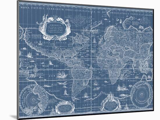 Blueprint World Map-Willem Blaeu-Mounted Art Print