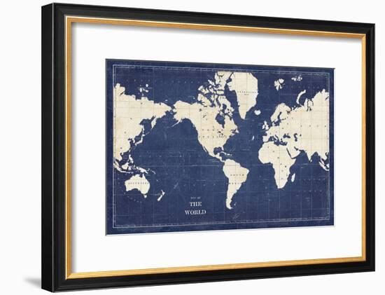 Blueprint World Map-Sue Schlabach-Framed Art Print