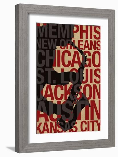 Blues Cities Music-null-Framed Premium Giclee Print