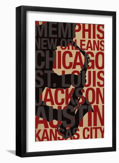 Blues Cities Music-null-Framed Premium Giclee Print