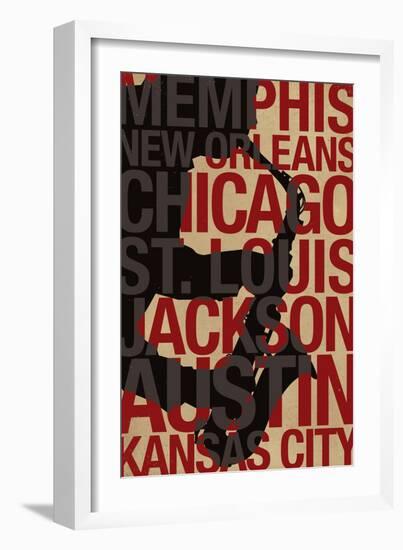 Blues Cities Music-null-Framed Premium Giclee Print