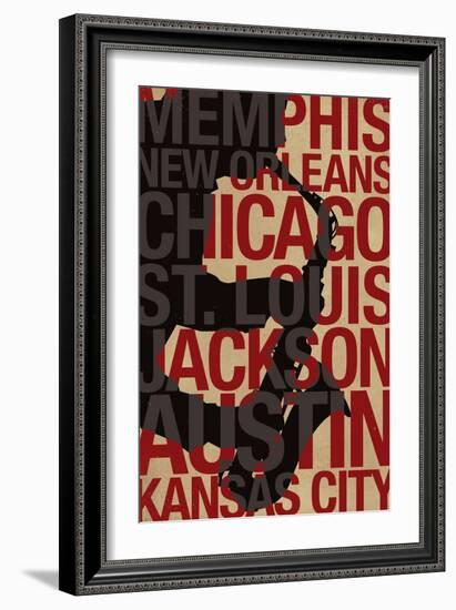 Blues Cities Music-null-Framed Premium Giclee Print