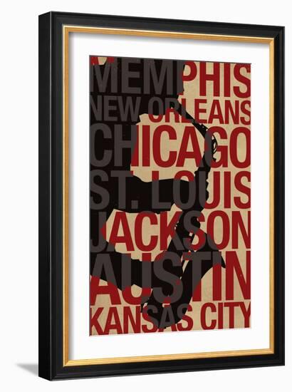 Blues Cities Music-null-Framed Premium Giclee Print