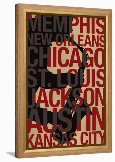 Blues Cities Music-null-Framed Stretched Canvas