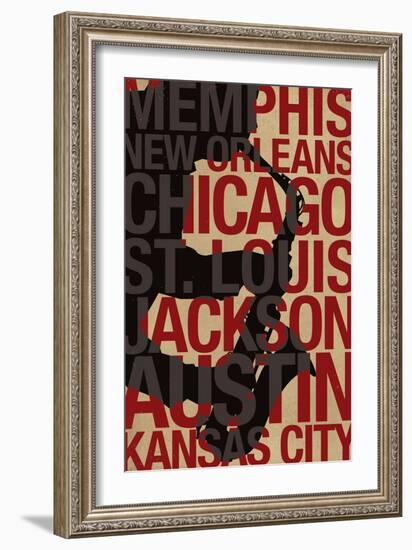 Blues Cities Music-null-Framed Art Print