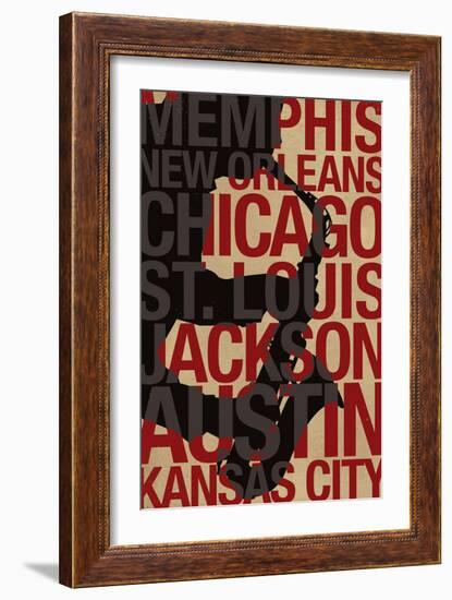 Blues Cities Music-null-Framed Art Print