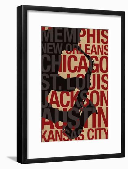 Blues Cities Music-null-Framed Art Print