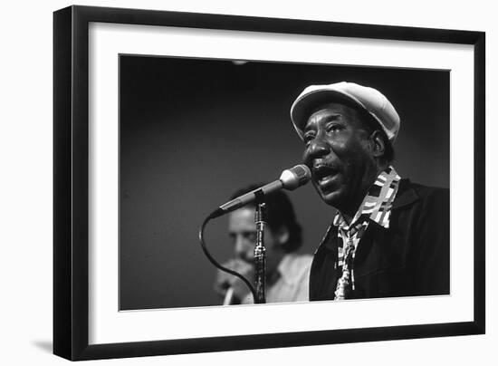 Bluesman Muddy Waters (1915-1983) on Stage in 1982--Framed Photo