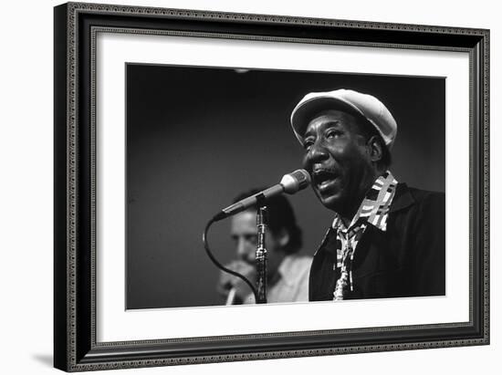 Bluesman Muddy Waters (1915-1983) on Stage in 1982--Framed Photo