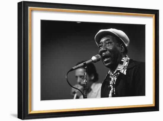 Bluesman Muddy Waters (1915-1983) on Stage in 1982--Framed Photo