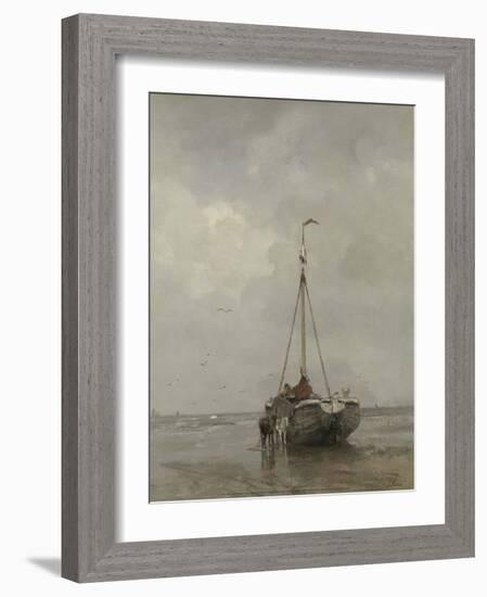 Bluff-bowed Fishing Boat on the Beach at Scheveningen, 1885-Jacob Maris-Framed Art Print