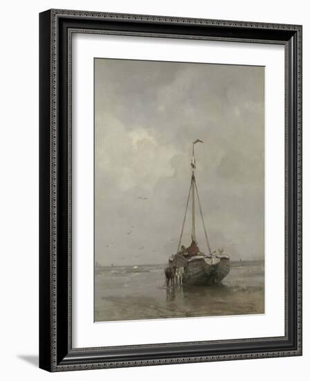 Bluff-bowed Fishing Boat on the Beach at Scheveningen, 1885-Jacob Maris-Framed Art Print