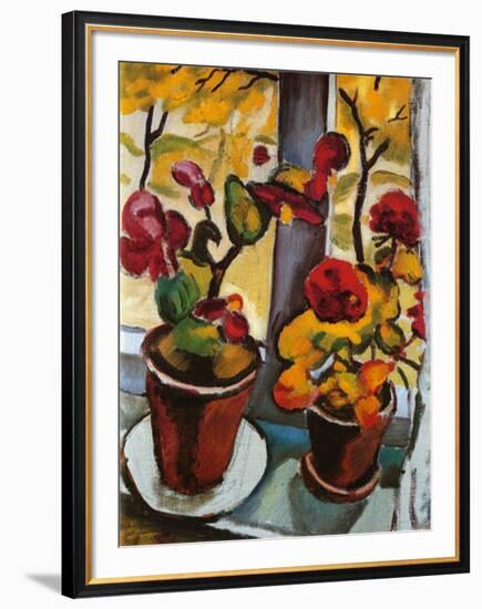 Blumen am Fenster-Auguste Macke-Framed Art Print