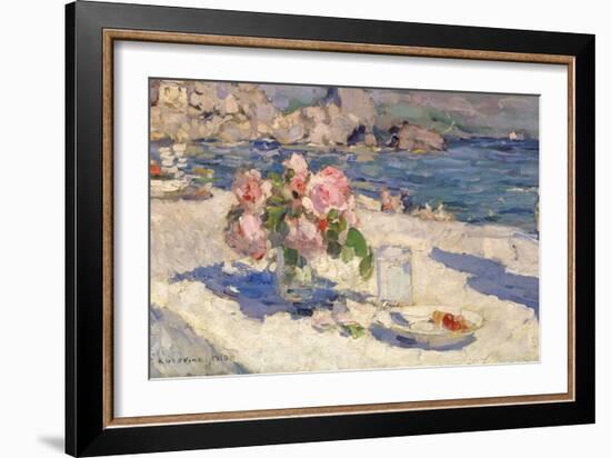 Blumenstrauss Und Fruechteteller Am Meeresstrand, 1910-Alexejew Konstantin Korovin-Framed Giclee Print