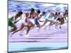 Blured Action at the Start of a Mens 100 Meter Track and Field Race-Paul Sutton-Mounted Photographic Print